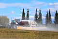 Tractor Spreading Agricultural Lime in Field Royalty Free Stock Photo