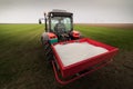 Tractor spreading artificial fertilizers