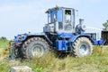 Tractor, standing in a row. Agricultural machinery. Royalty Free Stock Photo