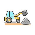 tractor stone gravel loading machine color icon vector illustration