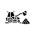 tractor stone gravel loading machine glyph icon vector illustration