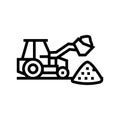 tractor stone gravel loading machine line icon vector illustration