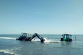 Tractor stuck in the sea