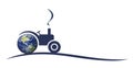 Tractor symbol with a globe. Royalty Free Stock Photo