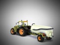 Tractor with a tank 3d rendering on a gray background