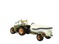 Tractor with a tank 3d rendering on a white background no shadow