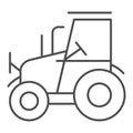 Tractor thin line icon. Agrimotor vector illustration isolated on white. Agronomy outline style design, designed for web Royalty Free Stock Photo