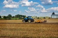 A tractor tillage of an agricultural field