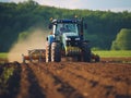 Tractor tilling the soil . Generated by AI