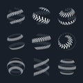 Tractor tire print vector logo collection. Wheel traces icon set on dark background Royalty Free Stock Photo