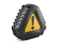 From tractor tire warning attention sign with exclamation mark s