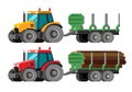 Tractor towing trailer loaded with logs Royalty Free Stock Photo