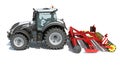 Tractor with Trailed Disc Harrow farm equipment 3D rendering on white background