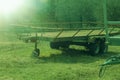 Tractor trailer on animal farm.Spring season.High quality photo