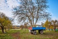 Tractor trailer on a farm in autumn Royalty Free Stock Photo