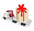 Tractor Trailer Flatbed Loading A Giant Gift Box
