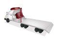 A Tractor Trailer Flatbed on White Background