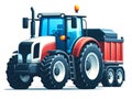 Tractor with trailer illustration clip art isolated on white background Royalty Free Stock Photo
