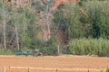 Tractor, with trailer, at Red Stone Hills Royalty Free Stock Photo