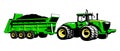 Tractor with trailer. The tractor transportation the load. Farm Machine. Vector Stock illustration.