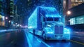 Tractor truck. 3d illustrator rendering lorry van. Highway road. Transportation, logistics.AI Generated