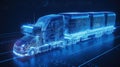Tractor truck. 3d illustrator rendering lorry van. Highway road. futuristic city dark blue background. AI generated
