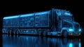 Tractor truck. 3d illustrator rendering lorry van. Highway road. futuristic city AI generated