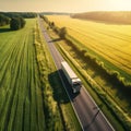 Tractor trucks are used to transport goods on highways.generative ai