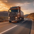 Tractor trucks are used to transport goods on highways.generative ai