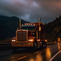 Tractor trucks are used to transport goods on highways.generative ai