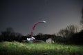 Tractor under a clear starry night sky. Royalty Free Stock Photo