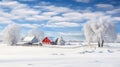 tractor winter farm scene Royalty Free Stock Photo