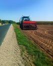 Tractor work the land on a farm Royalty Free Stock Photo