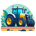 Tractor working on farmland illustration clip art isolated Royalty Free Stock Photo