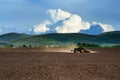 Tractor working on the field