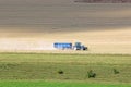 Tractor working Fields of the Pewsey Vale, Wiltshire Royalty Free Stock Photo