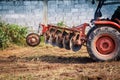 The tractor working on the large field Royalty Free Stock Photo