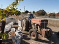 Tractor working out in the vineyard