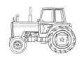 Tractors Antique Vintage hand drawn vector line art illustration