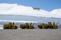 Tractors beside snow wall, Murodo, Japan Alps Royalty Free Stock Photo