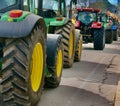 Tractors in the streets of Madrid, Spain for the farmers\' strike.