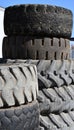 Tractors tires. Used old tractors tires in field