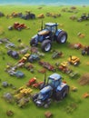 Tractors and various other farming vehicles in the agricultural industry