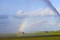 Tractors watering plants Royalty Free Stock Photo