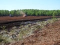 Tractors working in marsh