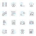 Trade agreement linear icons set. Agreement, Tariffs, Imports, Exports, Trade, Negotiations, Barriers line vector and Royalty Free Stock Photo