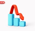Trade arrow. Exchange price chart. Realistic 3d design. Dynamics of the course online graphics. Fall and changes in Royalty Free Stock Photo
