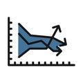 Trade chart, line graph line isolated vector icon can be easily modified and edit Royalty Free Stock Photo