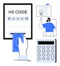 Trade Classification and Payment Concept with HS Code, Calculator, and User Interaction Royalty Free Stock Photo