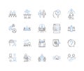 Trade commerce line icons collection. Transactions, Commerce, Trade, Business, Exchanges, Deals, Commodities vector and
